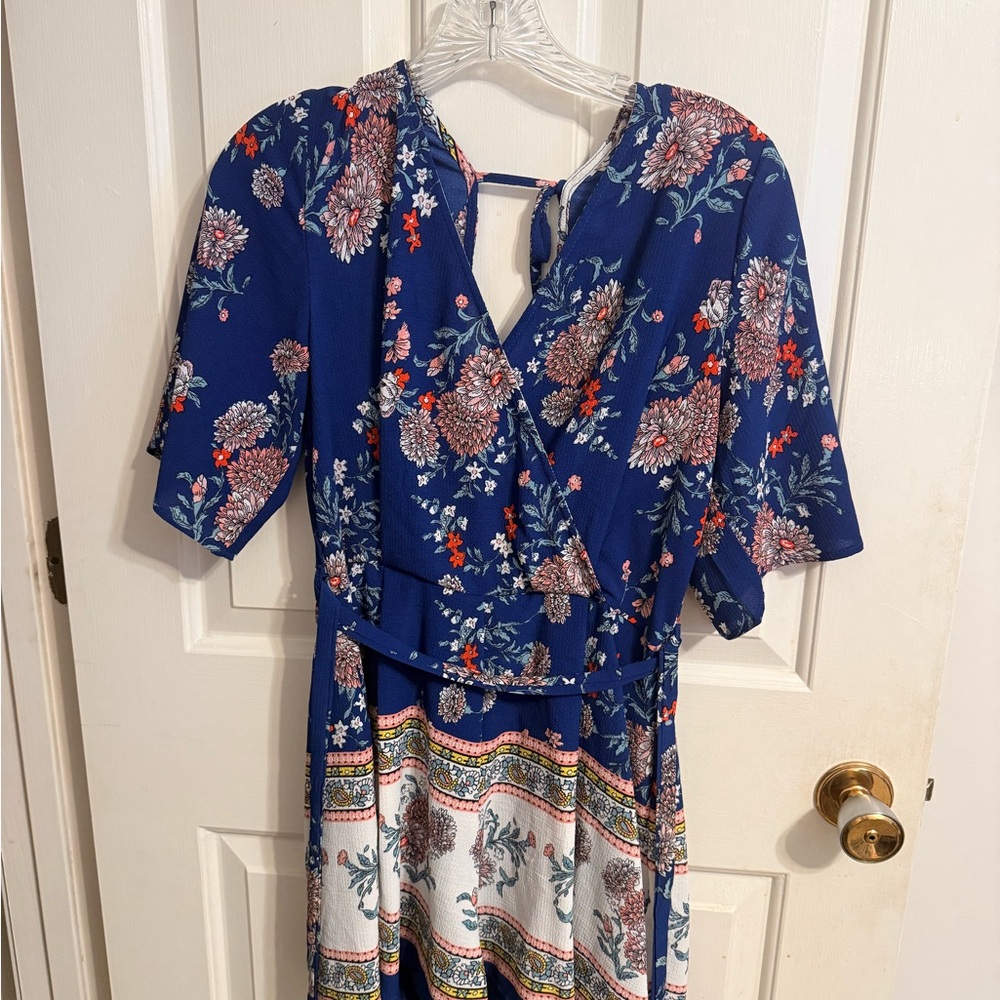 Three Hearts Blue Floral Romper